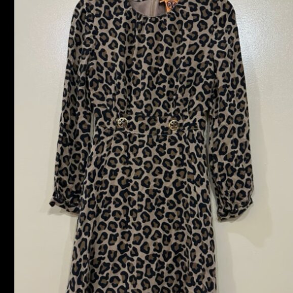 Tory Burch Silk Leopard Print Dress - Picture 1 of 7